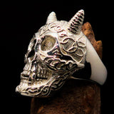 Excellent crafted Men's Biker Ring shiny Celtic Devil Skull - Sterling Silver - BikeRing4u