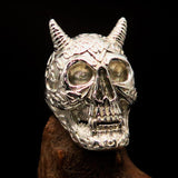Excellent crafted Men's Biker Ring shiny Celtic Devil Skull - Sterling Silver - BikeRing4u