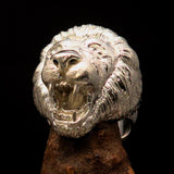 Excellent crafted Men's Animal Ring Male Lion Mirror Polished - Sterling Silver - BikeRing4u
