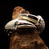 Excellent crafted Men's Medieval Ring Dragon Claw - Mirror Polished Sterling Silver - BikeRing4u