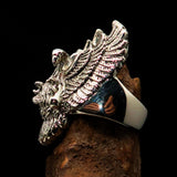 Excellent crafted Men's Eagle Ring spread Wings - Sterling Silver - BikeRing4u