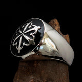 Perfectly crafted domed Men's black Unity Ring - Sterling Silver - BikeRing4u