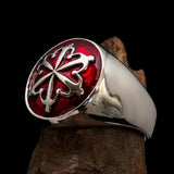 Perfectly crafted domed Men's Red Unity Ring - Sterling Silver - BikeRing4u