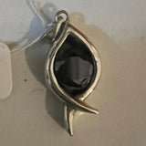 The round black CZ in the Marquise Pendant - Sterling Silver - BikeRing4u
