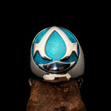 Excellent crafted ancient Men's blue Assassin Ring - Sterling Silver - BikeRing4u