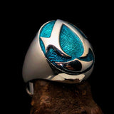 Excellent crafted ancient Men's blue Assassin Ring - Sterling Silver - BikeRing4u