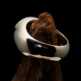 Excellent crafted Men's Signet Ring Four leaved Clover Antiqued - Sterling Silver - BikeRing4u
