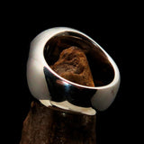 Excellent crafted Men's Signet Ring Four leaved Clover Black - Sterling Silver - BikeRing4u