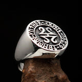 Nicely crafted Men's ancient Viking Runes Ring Antiqued - Sterling Silver - BikeRing4u