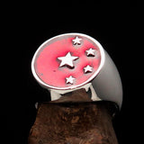 Perfectly crafted Men's Chinese Flag Ring Red - Sterling Silver - BikeRing4u