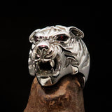 Excellent crafted Men's Predator Ring Tiger red CZ Eyes Sterling Silver 925 - BikeRing4u