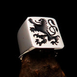 Perfectly crafted Men's Rampant Lion Ring Black - Sterling Silver - BikeRing4u
