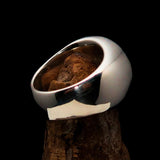 Excellent crafted Men's Signet Ring Four leaved Clover Green - Sterling Silver - BikeRing4u