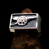Perfectly crafted Men's Naval Cannon Ring Black - Sterling Silver - BikeRing4u