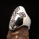 Perfectly crafted Men's Coptic Cross Ring Antiqued - Sterling Silver - BikeRing4u