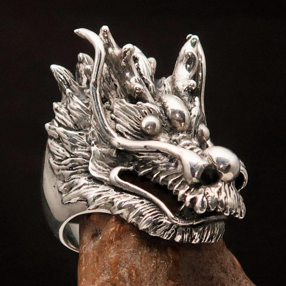 Excellent crafted Men's Animal Ring Male Dragon Sterling Silver 925 - BikeRing4u