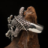 Excellent crafted Men's Sterling Silver Dragon Ring - BikeRing4u