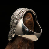 Excellent crafted Men's Sterling Silver Hippie Skull Ring - BikeRing4u
