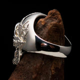 Excellent crafted Men's Celtic Skull Ring Mirror Polish - Sterling Silver - BikeRing4u
