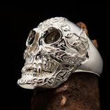Excellent crafted Men's Celtic Skull Ring Mirror Polish - Sterling Silver - BikeRing4u