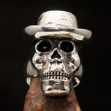 Excellent crafted Men's Sterling Silver Cowboy Skull Ring - BikeRing4u