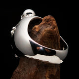 Excellent crafted Men's Ring Bone Cross R.I.P Skull mirror polish - Sterling Silver - BikeRing4u