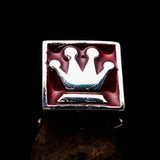 Perfectly crafted Men's Chess Player Ring Queen's Crown red - Sterling Silver - BikeRing4u