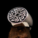 Perfectly crafted Men's Ring Celtic Birgit's Cross Black - Sterling Silver - BikeRing4u
