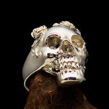 Excellent crafted Lady's Biker Granny Skull Ring - Mirror Polished Sterling Silver - BikeRing4u