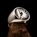 Excellent crafted Men's French Foreign Legion Ring black - Sterling Silver - BikeRing4u