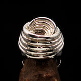 Excellent crafted Men's Retro Circle by Circle Ring - Sterling Silver - BikeRing4u
