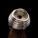 Excellent crafted Men's Retro Circle by Circle Ring - Sterling Silver - BikeRing4u