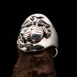 Excellent crafted Men's Marine's Military Ring - Sterling Silver - BikeRing4u