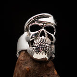 Excellent Crafted Men's Drill Sergeant Army Skull Ring - Sterling Silver - BikeRing4u