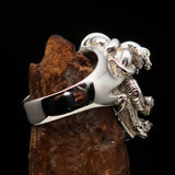 Excellent crafted Men's Medusa Snake Skull Ring - Mirror Polished Sterling Silver - BikeRing4u