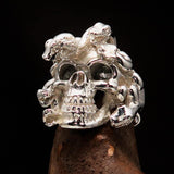 Excellent crafted Men's Medusa Snake Skull Ring - Mirror Polished Sterling Silver - BikeRing4u