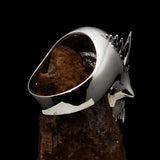 Excellent crafted Men's Vampire Skull Ring Red Diamond 13 - Sterling Silver - BikeRing4u