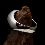 Excellent crafted domed Men's Hexagram Skull Ring - Sterling Silver - BikeRing4u