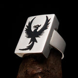 Excellent crafted Men's Ring Black Phoenix - Sterling Silver - BikeRing4u