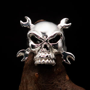 Excellent crafted Men's Mechanic Ring Wrench Skull - Sterling Silver 925 - BikeRing4u