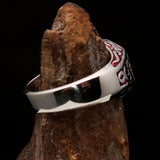 Excellent crafted Men's Red Outlaw Biker Ring 1% - Sterling Silver - BikeRing4u
