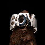 Excellent crafted One Word Boy Ring - Sterling Silver - BikeRing4u
