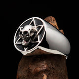 Excellent crafted Men's Biker Ring Black Hebrew Skull - Sterling Silver 925 - BikeRing4u