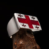 Perfectly crafted Men's Ring Flag of Georgia - Sterling Silver - BikeRing4u