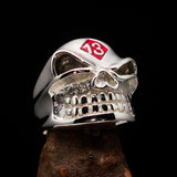 Excellent Crafted Men's red Number 13 Gnome Skull Ring - Sterling Silver - BikeRing4u