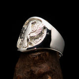 Excellent crafted ancient Men's Garuda Ring - Mirror Polished Sterling Silver - BikeRing4u