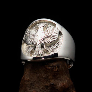 Excellent crafted ancient Men's Garuda Ring - Mirror Polished Sterling Silver - BikeRing4u