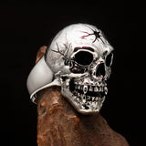 Excellent crafted Men's antiqued Head Shot Skull Ring - Sterling Silver - BikeRing4u