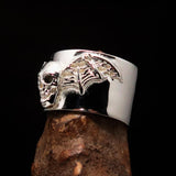 Excellent crafted winged Bat Skull Ring - Sterling Silver - BikeRing4u