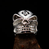 Excellent Crafted Men's Outlaw Black 1% er Gnome Skull Ring - Sterling Silver - BikeRing4u